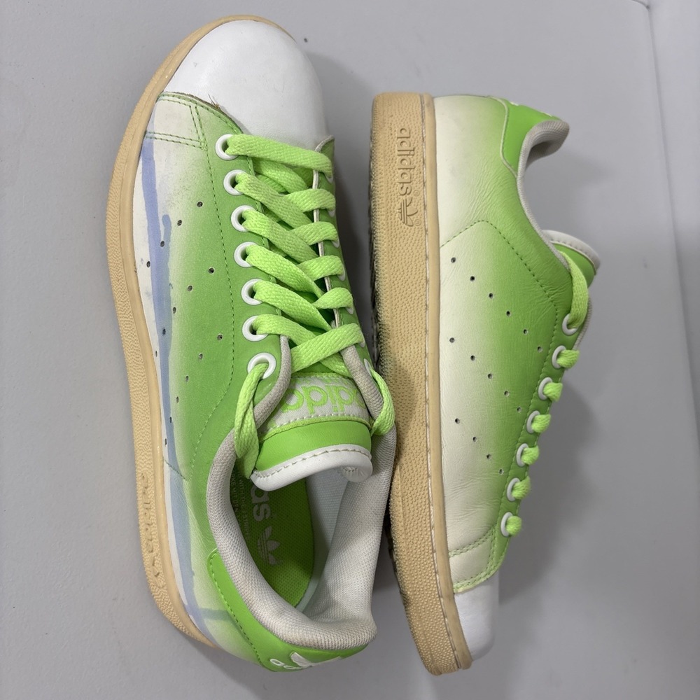 Adidas Stan Smith G19843 Green Fade Spray Paint Custom Art Men's 6.5 Graffiti